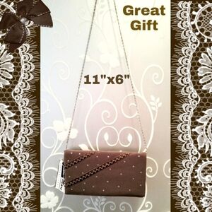 NEW EMBELLISHED BROWN CLUTCH PURSE